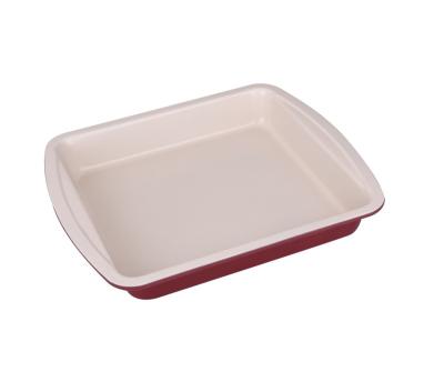 China Disposable Healthy Ceramic Nonstick Square Cake Pan 9x9in Square Baking Pan For Cake Loaf for sale