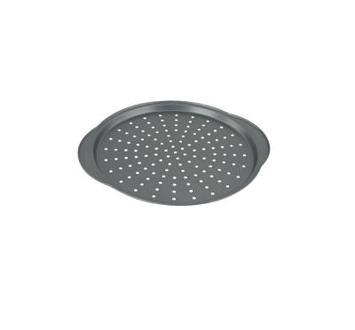 China Durable Carbon Steel Round Non-Stick Pizza Pan 12in Steel Pizza Crisper Tray for sale