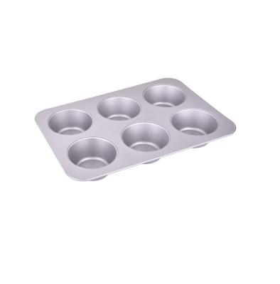 China Disposable Jumbo Bun 6Cup Jumbo Cupcake Pan 6 Cup Large Cavity Whoopie Pie Cheesecake Burger Bread Burger Bread Non-Stick Jumbo Tin for sale