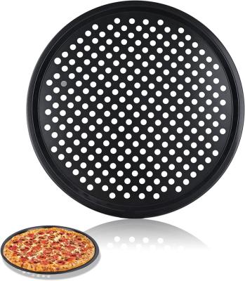 China Carbon Steel Pizza Crisper 16in Round Nonstick Sustainable 16in Pizza Pan Steel Pizza Tray for sale