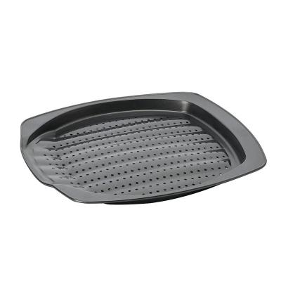 China Viable Non-Stick Pizza Crisper Chip Tray Steel Crisper Tray Perforated Griddle for sale