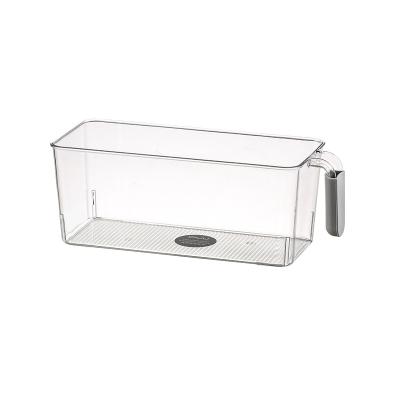 China Freshness Preservation Color Handle Storage Box Kitchen Fruit Bottle Container Refrigerator Box Transparent Crispy Crisper Box for sale