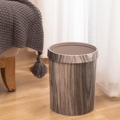 China New retro chinese style tea bean home trash can household living room wooden high appearance kitchen tier wastebasket for sale