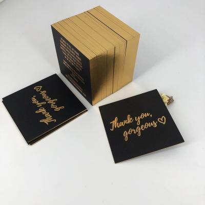 China paper & Cardboard Luxry Gold Foil Gold Edge Thank You Cards Custom Black Paper Cards Printing Logo for sale