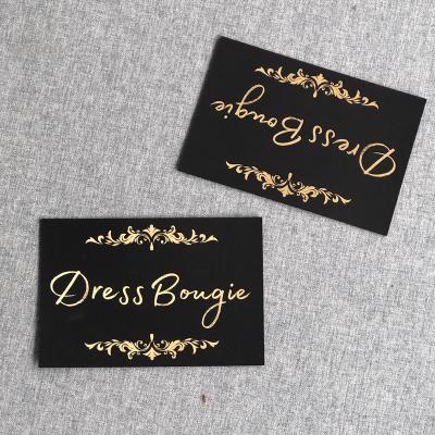 China paper & Luxury High Quality Cardboard Thank You Cards With Shiny Gold Foil Logo Printing Black Cardboard Greeting Invitation Cards for sale