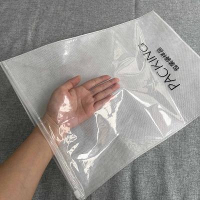 China Logo Printed High Quality Transparent BIODEGRADABLE PE Plastic Luxury Custom Clothing Frosted Zipper Bags With Logo for sale