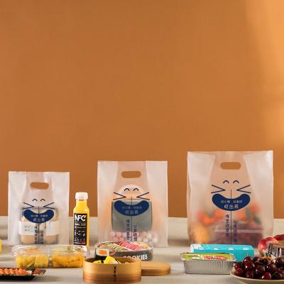 China Recyclable Die Cut Transparent Printing Plastic Handle PE Plastic Shopping Bag With Custom Logo Flat Mouth Bag For Packaging for sale