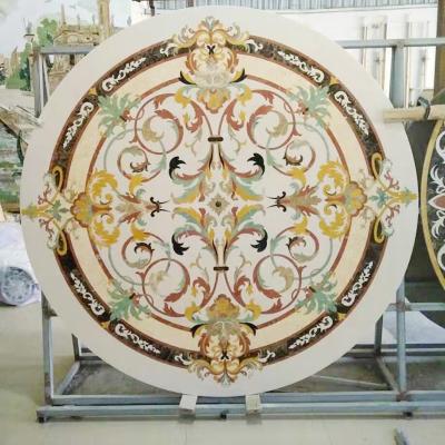 China Luxury Hotel Lobby Modern Square Marble Inlay Round Floor Medallion For Villa for sale