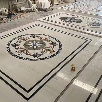 China Modern Customizable Luxury Waterjet Marble Pattern Villa Interior Decoration Inlay Floor Medallion for sale