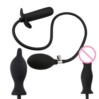 China Adult BDSM Games Unisex Tail Inflatable Anal Plug With Pump Dilator Anal Massager Butt Plug Expandable Sex Toys for sale