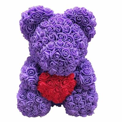 China 2021 Green Artificial Custom Wholesale Mother's Day Gift Wedding Party Decoration Box Teddi Foam Flower Rose Teddy Bear for sale