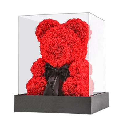 China Wholesale Artificial Rose Teddy Bear Box Of 40cm Natural Touch Foam Flower Rose Teddy Bears valentines day for sale