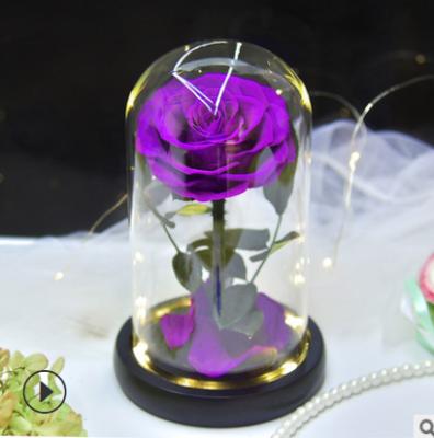 China Occasion 2022 Roses Preserved Lasting Eternal Flower Preserved Rose In Glass Dome Wedding Gifts For Guests Christmas for sale