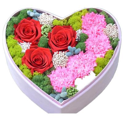 China Eco-Friendly Flower Eternal Flannel Gift Box Mother's Day Gift Heart Shaped Grateful Teacher's Day Birthday Wishes Christmas for sale