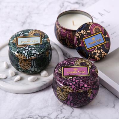 China Juniors Flat Iron Can Scent Candle Smokeless Handmade Aromatherapy Soy Candle Luxury Jars Of Candles With Box Packing for sale