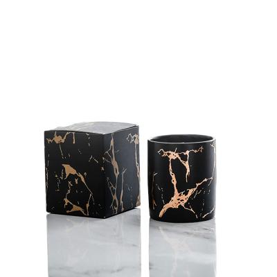 China Simple Nordic Nordic Ceramic Aromatherapy Candle Gold Marble Ins Candle Aromatherapy Home Decoration for sale