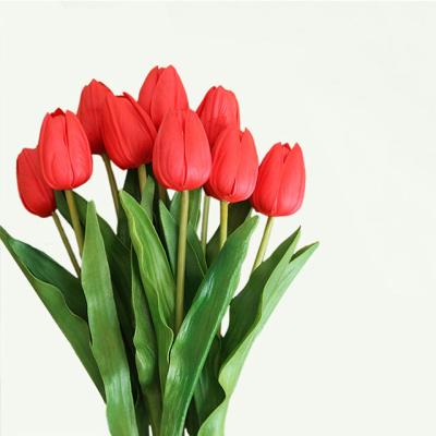 China Tulip Artificial Flowers Long Branch Snow PU Wedding Tulips For Home Decorative Multicolor Wholesale Nordic Simple Wedding Decor for sale