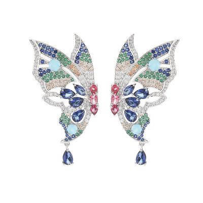 China Fashionable New Arrival Stylish Style Butterfly Zircon Jewelry Colorful Women Tassel Stud Earring for sale