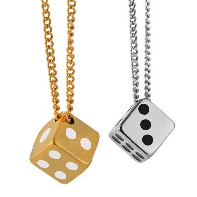 China Wholesale FASHIONABLE Hip Hop Fashion Creative Titanium Steel Pure Color Lucky Dice Pendant Necklace for Lover for sale