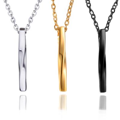 China High Polished Stainless Steel Jewelry Fashion Blank Twist Bar Pendant Necklaces for sale