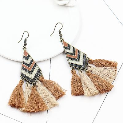 China 2020 New Design Crochet Earrings 2020 New Design Tassel Earring Silk Bohemian Retro Style Ethnic Earrings For Women Accessories for sale