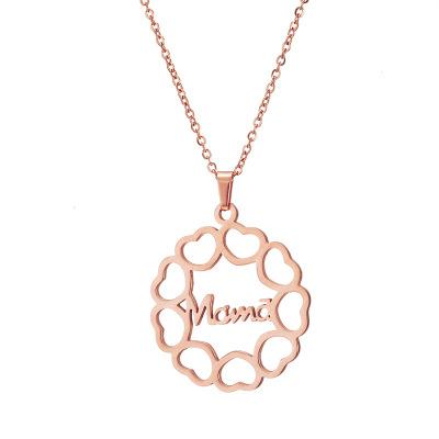 China Gold Mum Necklace For Women Personalized Letter Jewelry 18k Gold Plated Custom Name Plate Necklace Charm Stainless Steel Necklace For Mum for sale