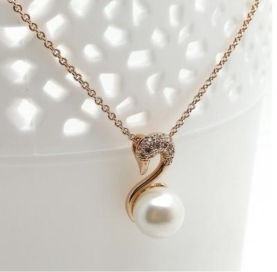 China White Swan Pearl Necklaces Designs Pearl Jewelry Elegant Swan Crystal Graceful Popular Elegant White Necklace for sale