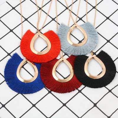 China Women Long Tassel Necklace Fringe Tassel Necklace For Women Necklace Pendant Jewelry Multi Color Accessories for sale