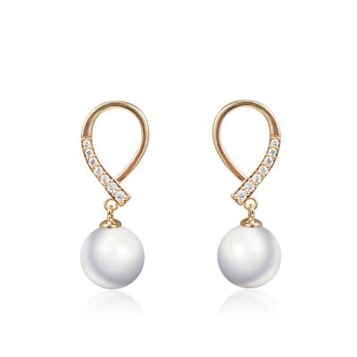 China New Romantic Fashion Design Pearl Earrings S925 Silver Needle Micro-inlaid Stud Earrings Women Girls for sale