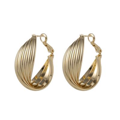 China TRENDY Custom Wholesale Fashion Jewelry High Quality 18k Gold Plated Brass Twisted Circle Earring for sale