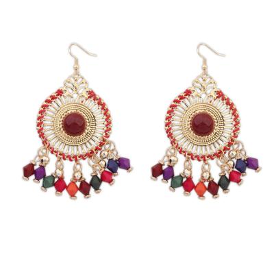 China Women Vintage Bead Tassel Earrings Women Bohemian Style Vintage Drop Earrings Hollow Out Woven Beads Tassel Earrings For Women Jewelry Girts for sale