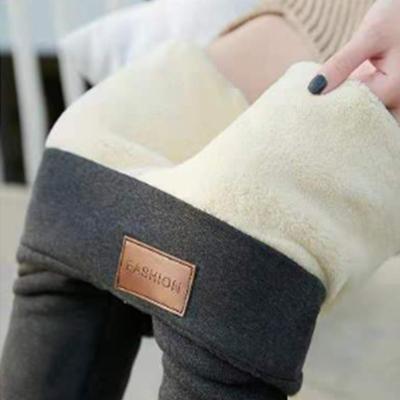 China High Waist Winter Women Breathable Fleece Striped Gaiters Sweat Velvet Warm Pants Fashion Solid Color Stretchy Pants for sale