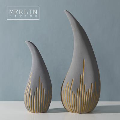 China Nordic Wedding Vase Merlin Amazon Minimalist Decorations Flower Vase Modern Decorative Morandi Gray With Ceramic And Porcelain Vases for sale