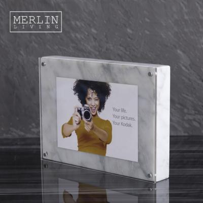 China Wholesale Modern White Decorative Marble Photo Frame Black Picture Frames For Home Decor Marble Table Decorations Gift Top Sets for sale