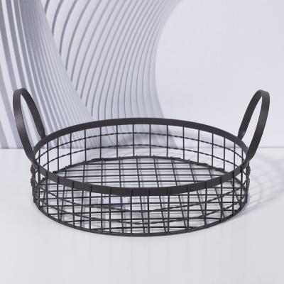 China Modern Merlin Wrought black noidc style iron tray kitchen decor fruit tray matel fruit basket living room decoration for home decor for sale