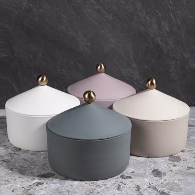 China Italian Modern Porcelain MERLIN Viable Color Clay Canister Set Wholesale Other Decor Home Accessories Ceramic Storage For Candle Jar for sale