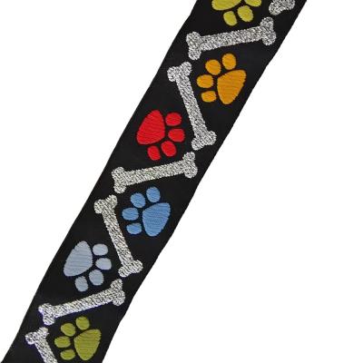 China High Tenacity Hot Selling Shiny Silver Line White Black Nylon Trim Webbing Jacquard Woven Band Custom Logo Waist Strap For Bags Pet Goods for sale