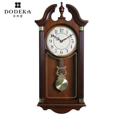 China Regulator Antique Alder Style Wooden Pendulum Wall Chime Clock for sale