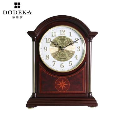 China Antique Style High Quality Wooden Mantle Desk Clock With Music for sale