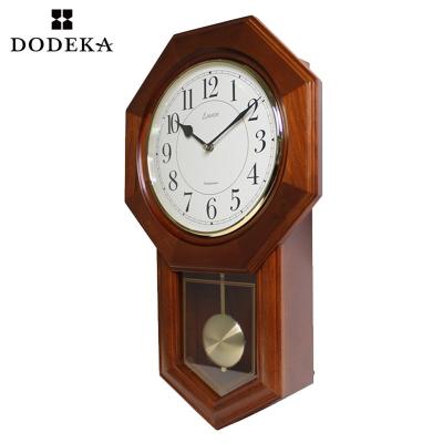 China Antique Style Pendulum Wooden First Generation Wood Designed Wall Clock for sale