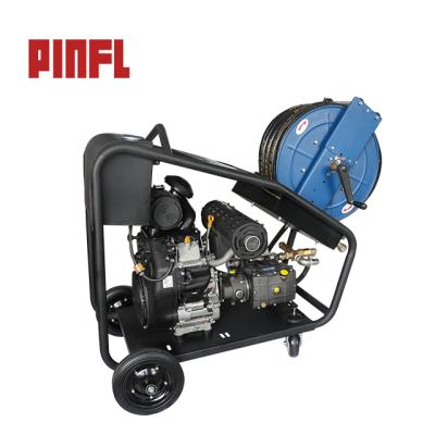 China Sewer Cleaning PINFL BXT 110Lpm29.06Gpm 110Bar 1595Psi Gasoline Engine City Sewer Drain Dredge Cleaning Machine For Jet Cleaning for sale