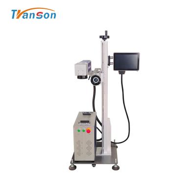 China Raycus 30W Flying Type Fiber Laser Marking Machine For Can PVC Bags Plastic Bottle Laser Marking Machine Fly 90 Degree Te koop