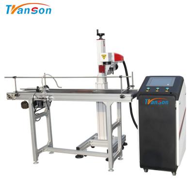 Cina Easy Operate Touch Screen Flying Fiber Laser Marking Machine With Convery Belt in vendita