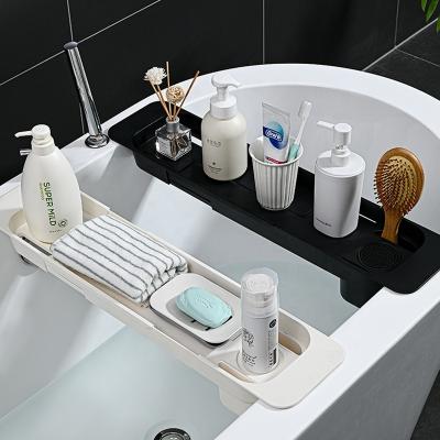 China CLASSIC Hot Selling Amazon Kids Bathtub Storage Rack Adult Plastic Retractable Bathroom Shelf Bath Tray for sale