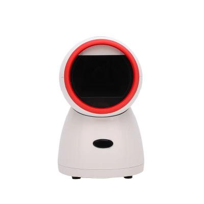 China 2D Compatibility Voucher Desktop Barcode Reader Omnidirectional Barcode Scanner QR for Cashier Bookstore A4 Supermarket for sale