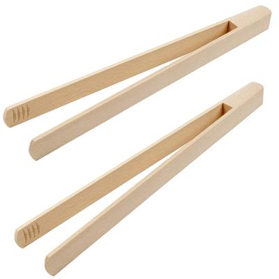 China Rsonalized Multifunctional Sustainable Kitchen Cooking Utensil Salad Bread Food Server Wooden Baking Tongs for sale