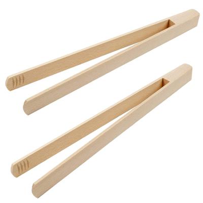 China Sustainable Baking Toast Bread Marinates Wooden Tongs Tea Toaster Serving Food and Spilling Meat Kitchen Tongs for sale