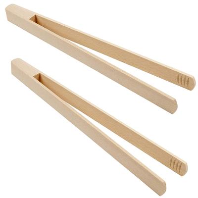 China Sustainable Wholesale Multifunctional Food Grade Barbecue Tools Natural Texture Wooden Tongs for sale