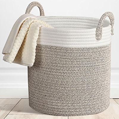 China Sustainable Hot Sale 100% Cotton Rope Basket Storage For Baby Toys And Clothes for sale