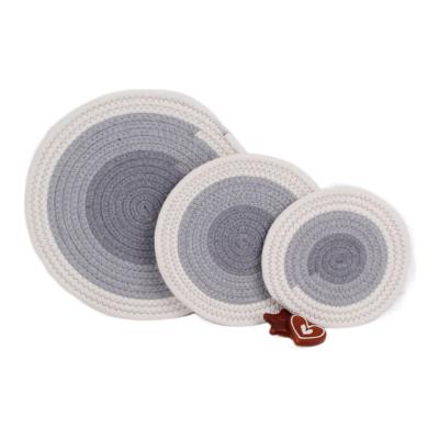 China Viable New Design Round Rope Place Pot Washable Mat Cotton Thread Weave Holders for sale